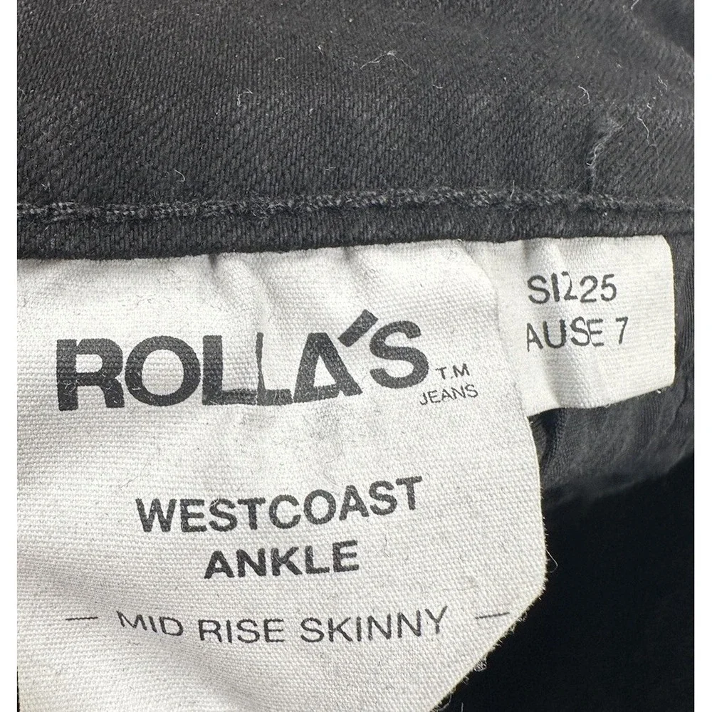 Rolla's Westcoast Ankle Jeans Women's Size 25 Black Denim Mid Rise Skinny NEW
